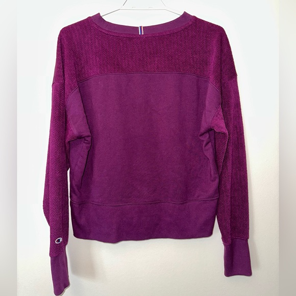 Champion Women's Heritage Mixed Texture Sweatshirt Royal Purple - Picture 3 of 4
